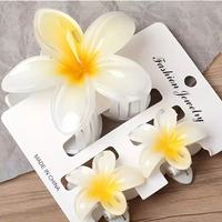 Vente flash, pinces à cheveux en fleurs de frangipanier tendance, 3 pièces/ensemble, pinces à cheveux de style hawaïen, pinces à cheveux en fleurs mignonnes antidérapantes