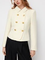 Veste de costume élégante pour femme en velours, à double boutonnage, cintrée à la taille, idéale pour le bureau ou les occasions décontractées, style blazer, en Spandex/Coton