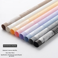Kertas Pembungkus Bunga Motif Kupu-kupu Jelly Film Semi Transparan Frosted Tahan Air Grosir