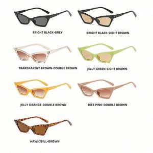 Lunettes de soleil pour femmes tendance rétro jaune vert 2022, lunettes de soleil de couleur bonbon, petite monture, œil de chat, pour femme - Product Image 4