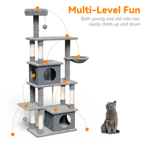 Modern Large 4-Level Cat Tree with Plush Climbing Frame Nest <b>Scratching</b> <b>Post</b> Multi-Level Design 10kg for Indoor Cats All Seasons - Product Image 2