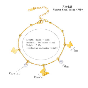 Stile Cool Dinky cavigliere di diamanti rotondi <span class=keywords><strong>estetismo</strong></span> e dolce oro farfalla cavigliera in acciaio inox gioielli di qualità per le donne - Product Image 6