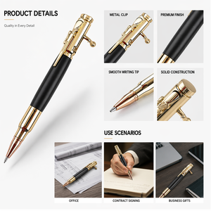 Bolígrafo creativo de acción de perno en forma de bala, Clip de diseño de rifle con logotipo personalizado, nuevo diseño, regalo de negocios, escritura de 1,0mm, estilo de mosquete de Metal - Product Image 2