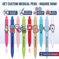 Pulpen Tema Medis dengan Gantungan Aksesoris Logo Kustom, Pulpen Plastik dengan Gantungan Aksesoris Suntik, Termometer, Masker, dan Pil untuk Hadiah Klinik atau Kantor
