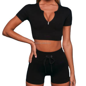 Black Solid Women's High Waist Seamless Gym & Yoga <b>Shorts</b> 4.5'' Ribbed <b>Scrunch</b> <b>Bum</b> Push up Booty yoga High Waist <b>Shorts</b> Pants - Product Image 1