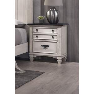 DB 1-<b>Pc</b> Antique Modern Nightstand End <b>Table</b> with Two Storage Drawers Beautiful Two-Tone Finish Bedroom Furniture for Apartment - Product Image 1