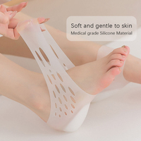 Semelles intérieures unisexes invisibles en silicone pour augmenter la taille, chaussettes de gel pour talon douloureux, fasciite plantaire, silicone blanc, taille unique