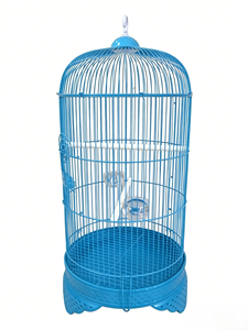 Jaula para Pájaros de Plástico Azul Premium, Jaula Redonda Grande para Loros con Percha y Comederos, Fácil de Limpiar y Montar, Duradera - Product Image 1