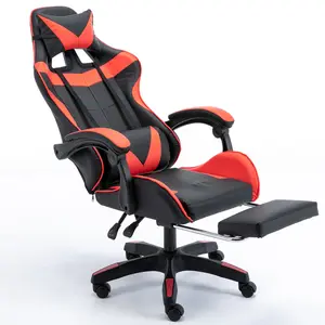 Özel 180 derece döner pembe pu deri ofis PC bilgisayar oyun silla oyun yarış ergonomik oyun sandalyesi footrest ile