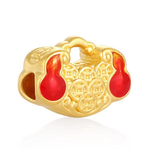 High-end 2025 New Design <b>24K</b> micro-hard <b>gold</b> solid <b>gold</b> gourd copper coin shape <b>bracelet</b> beaded - Product Image 1