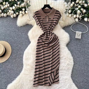 Vestido Maxi de Verano Estilo Coreano Vintage para Mujer, Cintura Imperio, Flecos, Encaje, Abertura, Túnica Informal, Estampado a Rayas, Talla Única - Product Image 2