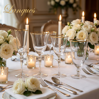 Set Gelas Anggur Tulip Mewah Tanpa Timbal Berlapis Emas Kristal Lanques untuk Pesta Pernikahan, Hotel, dan Perjamuan, Ditiup Tangan, Elegan, untuk Goblet