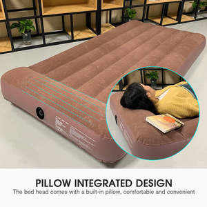 Cama inflable marrón con bomba de aire eléctrica, colchón de aire individual para acampar, accesorios de acampada - Product Image 2