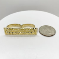 Duyizhao Bague double plaquée or 14 carats, motif Dernière Cène Jésus, taille diamant, pour deux doigts, 2, 3, 4, 5, Bijoux pour Hommes et Femmes