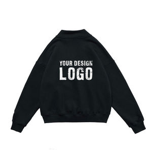 Sweat-shirts pour hommes en couleur unie basique à col zippé, ample, de haute qualité, à épaules tombantes, surdimensionnés, pour l'automne et l'hiver - Product Image 6