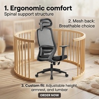 Chaise de bureau ergonomique à dossier haut en maille avec appui-tête réglable, design contemporain pour la maison, le bureau ou le salon, base pivotante, hauteur réglable