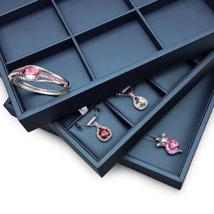 Jinsky ถาดเครื่องประดับ PU สีฟ้าที่กำหนดเอง - Product Image 3