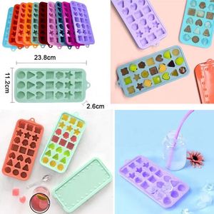 Moule à glaçons en silicone avec formes de cœur, d'étoile et de carré, coloré, pour boissons et desserts - Product Image 2