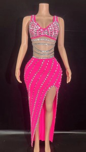 Traje de Baile Largo con Pedrería Brillante para Mujer, Spandex/Poliéster, Sexy, para <span class=keywords><strong>Discoteca</strong></span>, Celebraciones y Actuaciones - Product Image 5