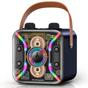 Speaker Bluetooth portabel, SDRD SP300Cool gaya mekanik LED dengan dua mikrofon speaker karaoke