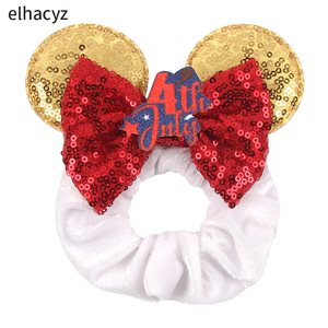 Nouveaux accessoires pour cheveux du Jour de l'Indépendance, Statue de la Liberté, logo du drapeau américain, nœud en flanelle à paillettes, attaches pour cheveux en forme d'oreilles de souris pour filles - Product Image 2