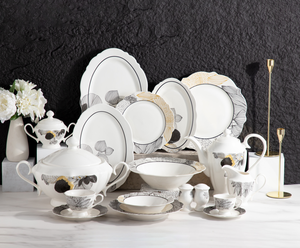 Factory Custom Branded Sunflower Pattern Bone China <b>Dinner</b> <b>Set</b>, Premium Multi-piece Tableware Gift Box Bulk Supply - Product Image 1