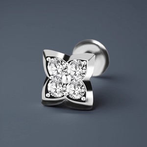 S925 <b>Sterling</b> <b>Silver</b> <b>Stud</b> Earrings Flower Shape Zircon Inlay Claw Setting For Men And Women Gift Jewelry - Product Image 2