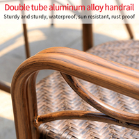 Populaire balcon 3 pièces ensemble meubles en rotin patio tables et chaises imperméables extérieur table en osier pour bistro café