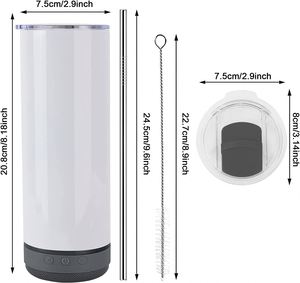 Nouvel Arrivage Gobelet Isotherme Droit de 20 oz pour Sublimation avec Haut-parleur Intelligent Intégré pour Presse à Chaud Entrepôt US - Product Image 2