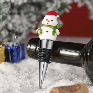 Tapón de Vino con Forma de Muñeco de Nieve Navideño, Sellador de Botellas de Resina, Decoración Navideña, Regalo para Botellas de Vino - Product Image 1