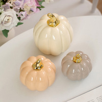 Ornement de citrouille scandinave créatif en céramique tricolore, étanche, pour Halloween, décoration de bureau, de porche, d'artisanat artistique pour salon