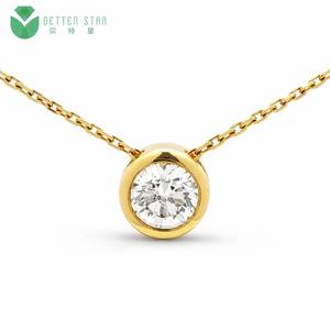Collana Betterstar con Diamante Taglio Brillante in Montatura a Bolle, Certificato IGI, Diamante Coltivato in Laboratorio, Oro Giallo 14K/18K, Solitario <span class=keywords><strong>di</strong></span> Lusso - Product Image 1