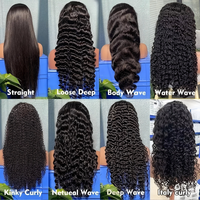 Perruque Mavis en cheveux humains brésiliens Remy bouclés doublement étirés, densité 250%, noir naturel, longueur moyenne, sans colle, soin profond, 230g