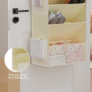 Over The Door <b>Shoe</b> Organizer 7 Pockets Hanging Closet <b>Storage</b> Beige Fabric For <b>Shoes</b> Behind Doors On Walls - Product Image 6
