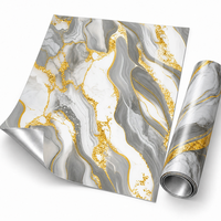 Papier peint autocollant en marbre gris, blanc et or, 60x60 cm, avec surface en PET et mousse IXPE pour murs intérieurs
