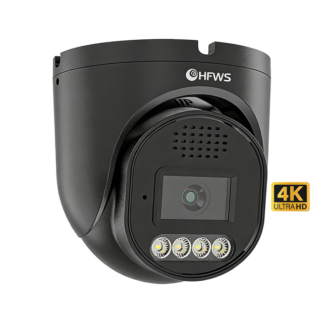 Smart 8MP Outdoor Security Camera 25fps Night Vision 4K Person/Vehicle/Animal Detection Dome PoE IP Security Cameras Black Dome