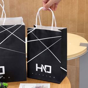 Bolsas de Compra de Papel Kraft Impresas Personalizadas al por Mayor, Reciclables, Negras, para Ropa, Cosméticos, Zapatos, Embalaje y Regalos - Product Image 3
