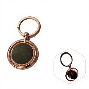 Llavero Giratorio de Cuero y Metal Color Oro Rosa de Calidad Premium, con Mosquetón, Gran Espacio para Logotipo, Artículo Promocional Personalizable, Excelente - Product Image 1