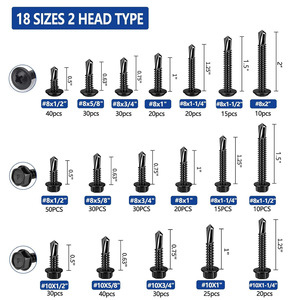 465pcs 410 Stainless Steel Self Tapping Screws Hex Washer Head Phillips Drive Imperial Size Metal Fasteners Boxed Set - Product Image 4