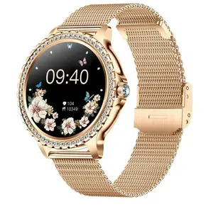 Jam tangan pintar wanita, gelang elektronik, jam tangan pintar Digital dengan panggilan Bluetooth, asisten suara, jam tangan wanita