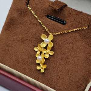 Collier pendentif minimaliste en forme de fleur en argent 925 plaqué or UM Jewelry, perle d'eau douce naturelle, unisexe, cadeau de mariage ou de fête - Product Image 5