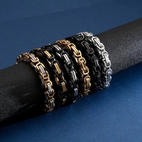 Bracelet à maillons byzantins classique tendance RFJEWEL, bracelet en acier inoxydable robuste pour unisexe