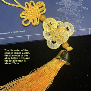 Campana a forma di zucca esagonale ottagonale in ottone con serpente, cinque monete nere, due gialle, sei monete imperiali, semi-artigianale, per il Festival di Primavera - Product Image 4