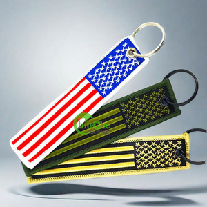 Tùy Chỉnh Màu Đỏ Thêu Vải <span class=keywords><strong>Key</strong></span> <span class=keywords><strong>Tag</strong></span> Vải Keychain Phong Cách Cổ Điển Cho Chuyến Bay Và Khuyến Mãi Bao Gồm Vòng Chìa Khóa - Product Image 3