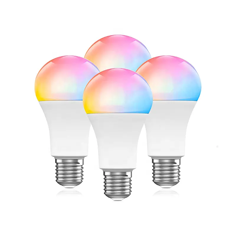 Alexa Smart RGB Bulb A19 E26 Control de aplicación inalámbrica Bombilla LED WIFI Iluminación ambiental Bombilla RGB con BT