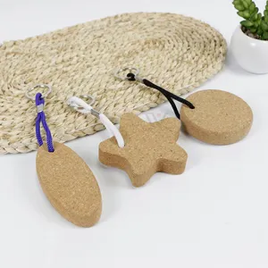 Top Sale Soft Cork Wood Floating Key Cork Wood Keychain Car Key Ring Promotion Win Engraving Logo