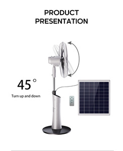Ventilateur solaire rechargeable de 16 pouces avec batterie LiFePO4 de 20 Ah, moteur CC sans balais de 20 W, ventilateur sur pied pour la maison, 6 vitesses avec télécommande - Product Image 4