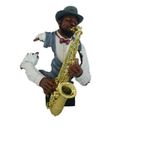Figurine de saxophoniste de jazz en polyrésine de 13 pouces, artisanat en résine, décoration de table de bar, sculpture, modèle, style artistique, thème musical, cadeau