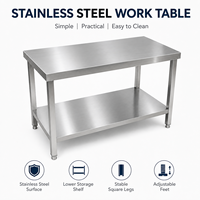 Table de travail en acier inoxydable sur mesure avec étagère inférieure pour équipement de cuisine d'hôtel