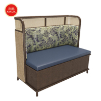 Banc de restaurant commercial en cuir et bois pour café, fast-food, mobilier de stand, ensemble table et chaises